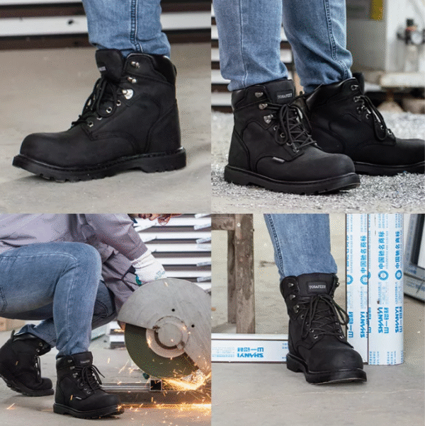 wg536 men's 6 inches steel toe cap water proof leather safety shoes