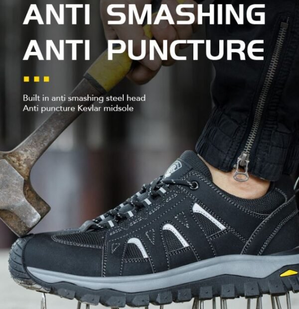 Waterproof and Anti slip Safety Shoes with Steel Toes, Fashionable Outdoor Hiking Shoes, High-quality Rubber Outsole Work Shoes - Image 3